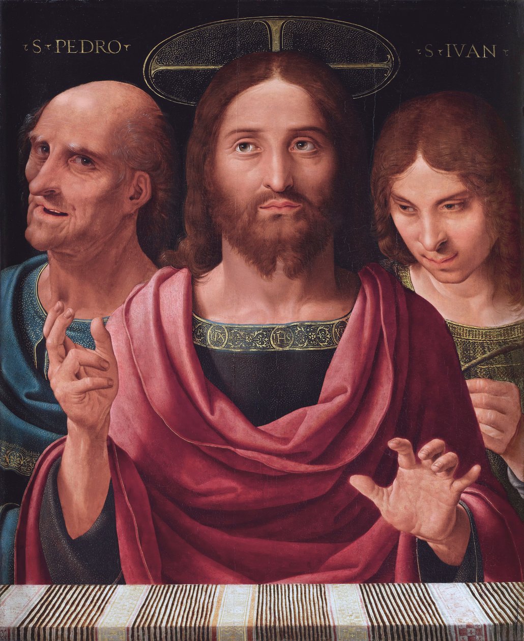 Aziz Petrus ve Yuhanna arasında Salvator Mundi, c.1507 (tahta üzerine yağlı boya) by Fernando Yanez de Almedina