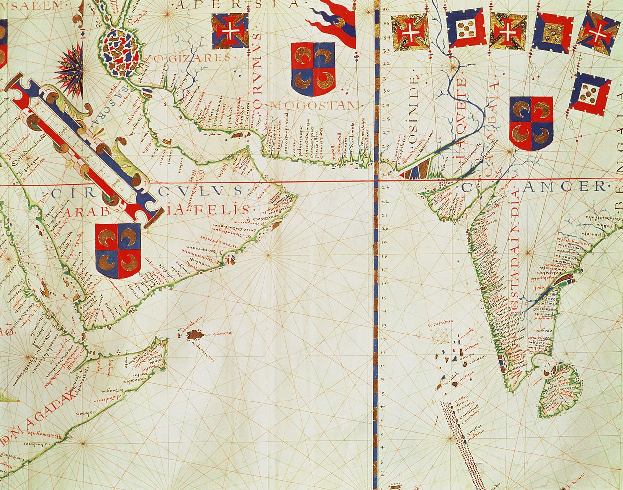 Fol.16 Pers, Arabistan ve Hindistan Haritası, bir atlastan, 1571 by Fernao Vaz Dourado