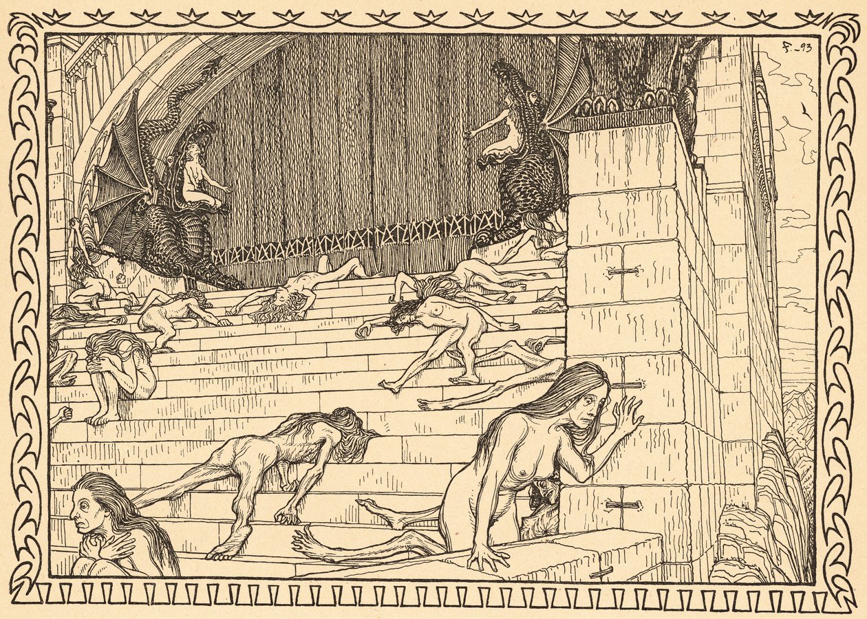 Tapu Tapınağı'ndan önce, Levha 7, 'Lebenszeichen' portföyünden, pub. Fritz Heyder Verlag tarafından Berlin'de 1908 by Fidus (1868 1948)