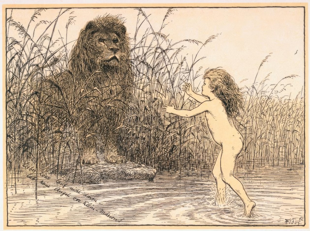 Sevgili aslan, kaçma/küçük Marion