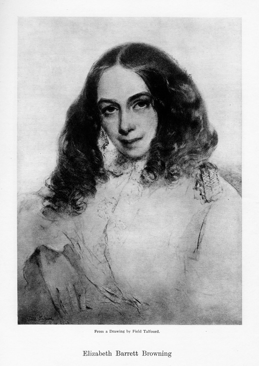Elizabeth Barrett Browning, Viktorya döneminin İngiliz şairi, 19. yüzyılın ortalarında. by Field Talfourd