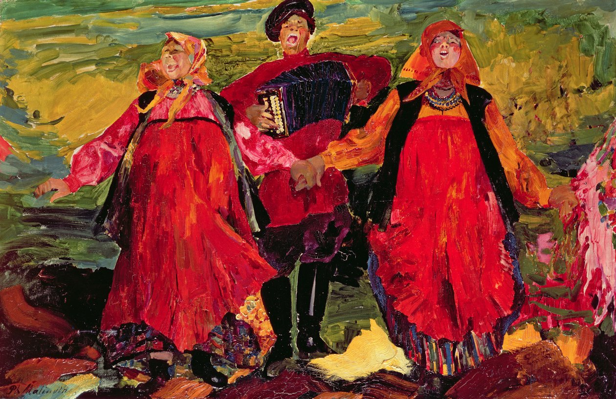Rus Köylülerin Şarkı Söylemesi by Filipp Andreevic Maljavin