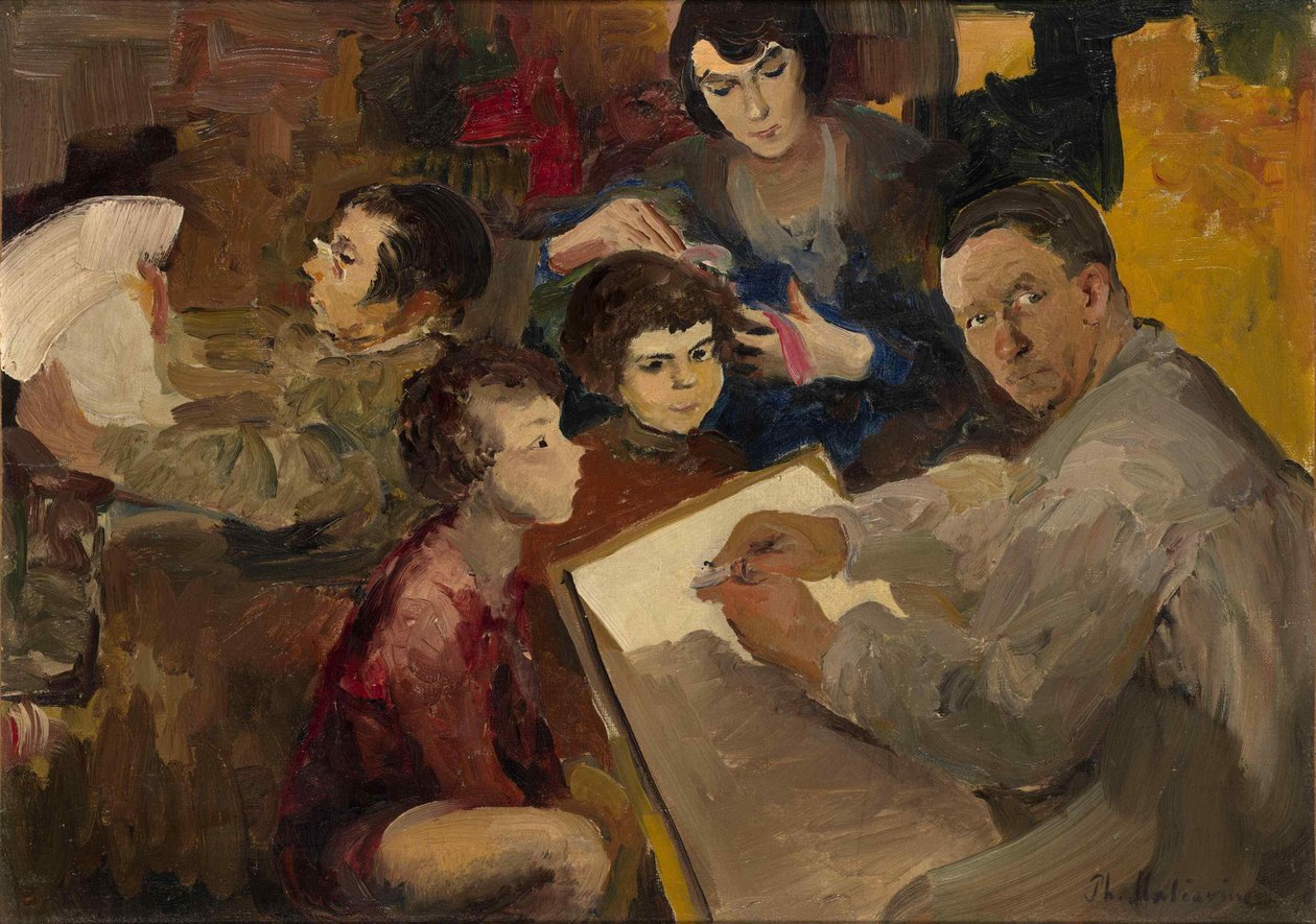 Aile ile Otoportre by Filipp Andreevic Maljavin
