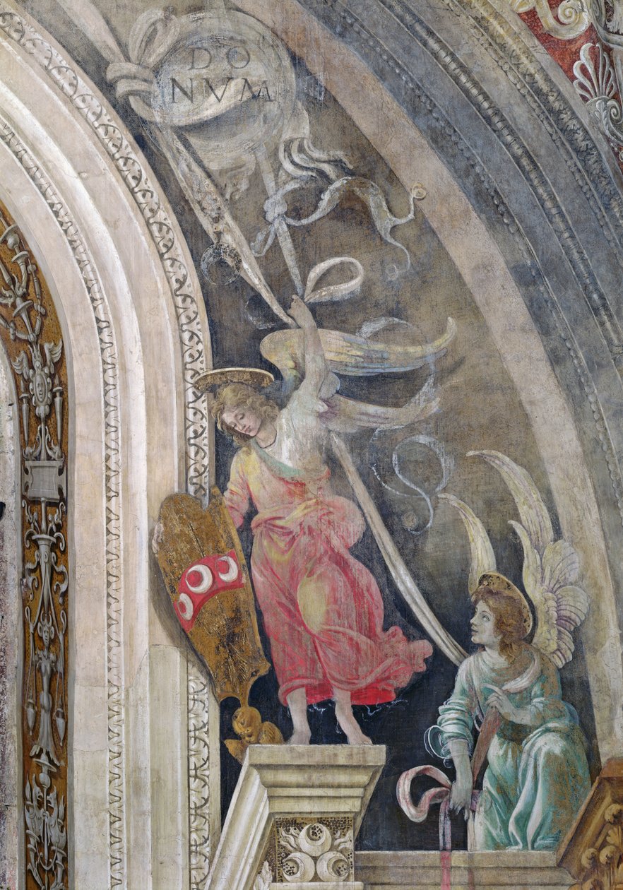 İki melek, Strozzi Şapeli'nin doğu duvarının sağ tarafından detay, c.1457-1502 by Filippino Lippi