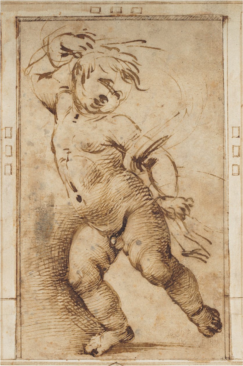 Perdeyi Tutarak Dans Eden Putto by Filippino Lippi