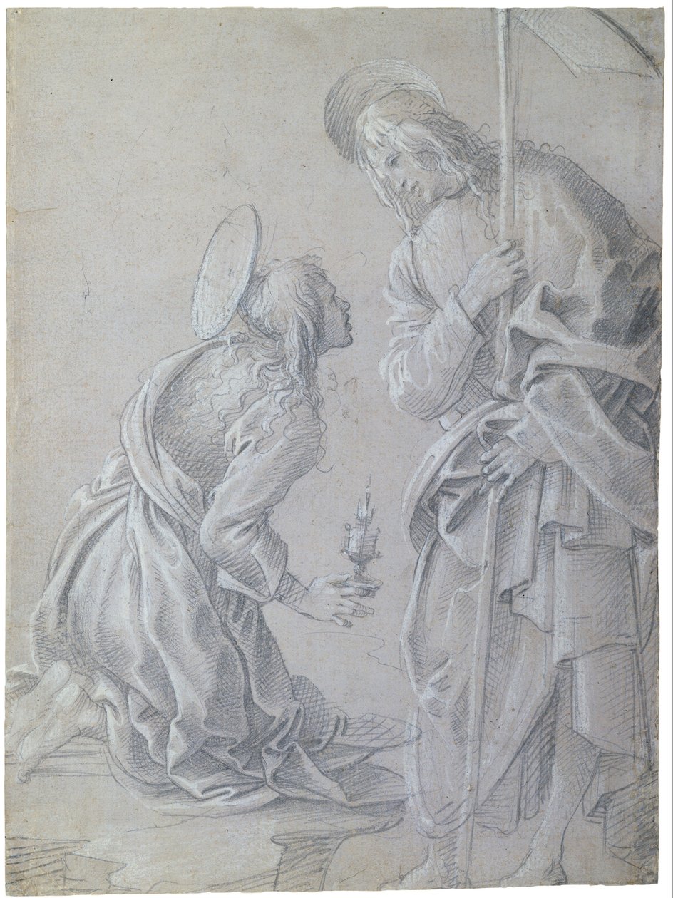 Diz Çökmüş Mecdelli Meryem ve Ayakta Duran İsa by Filippino Lippi