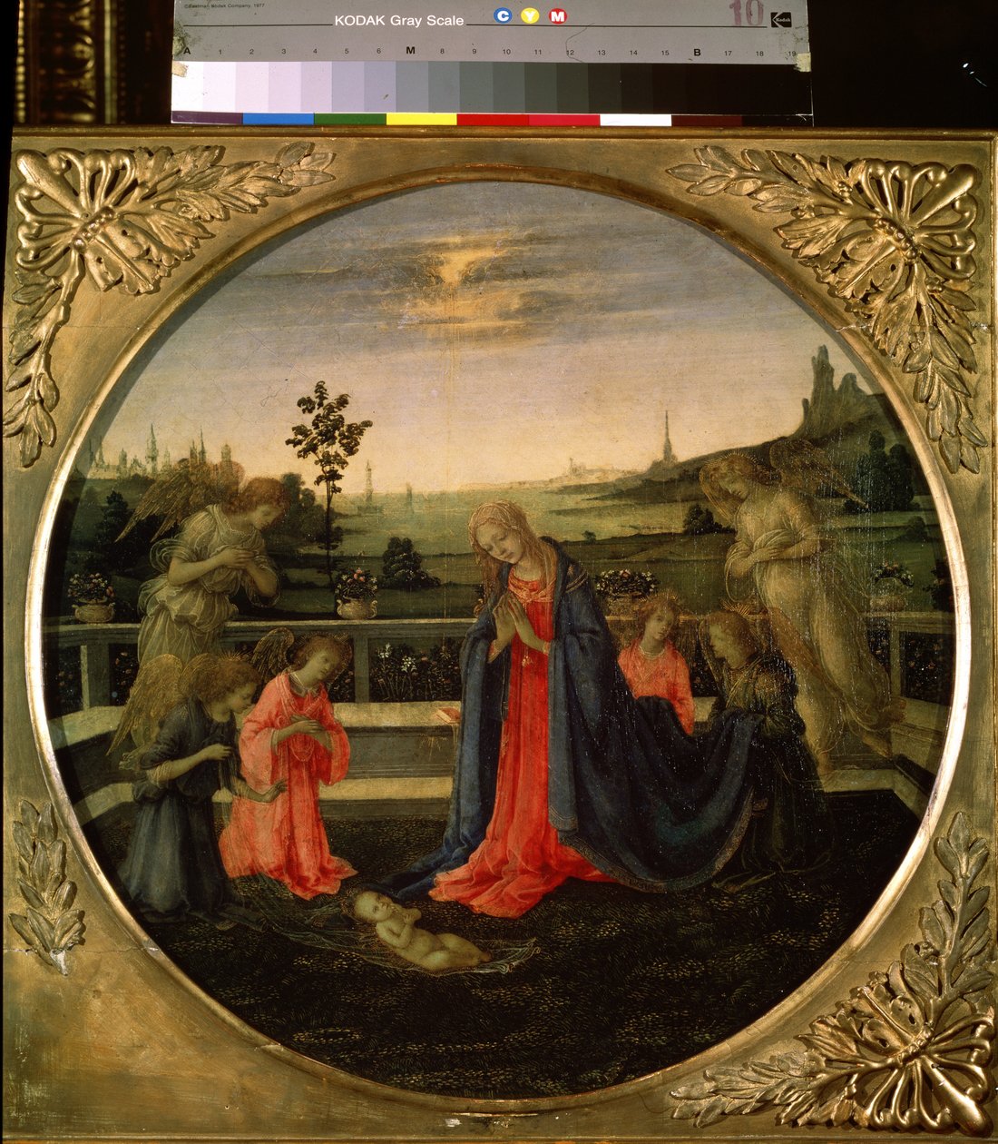 Mesih Çocuğunun Hayranlığı. Meryem Ana ve melekler tarafından tapılan İsa Mesih çocuğu. Filippino Lippi