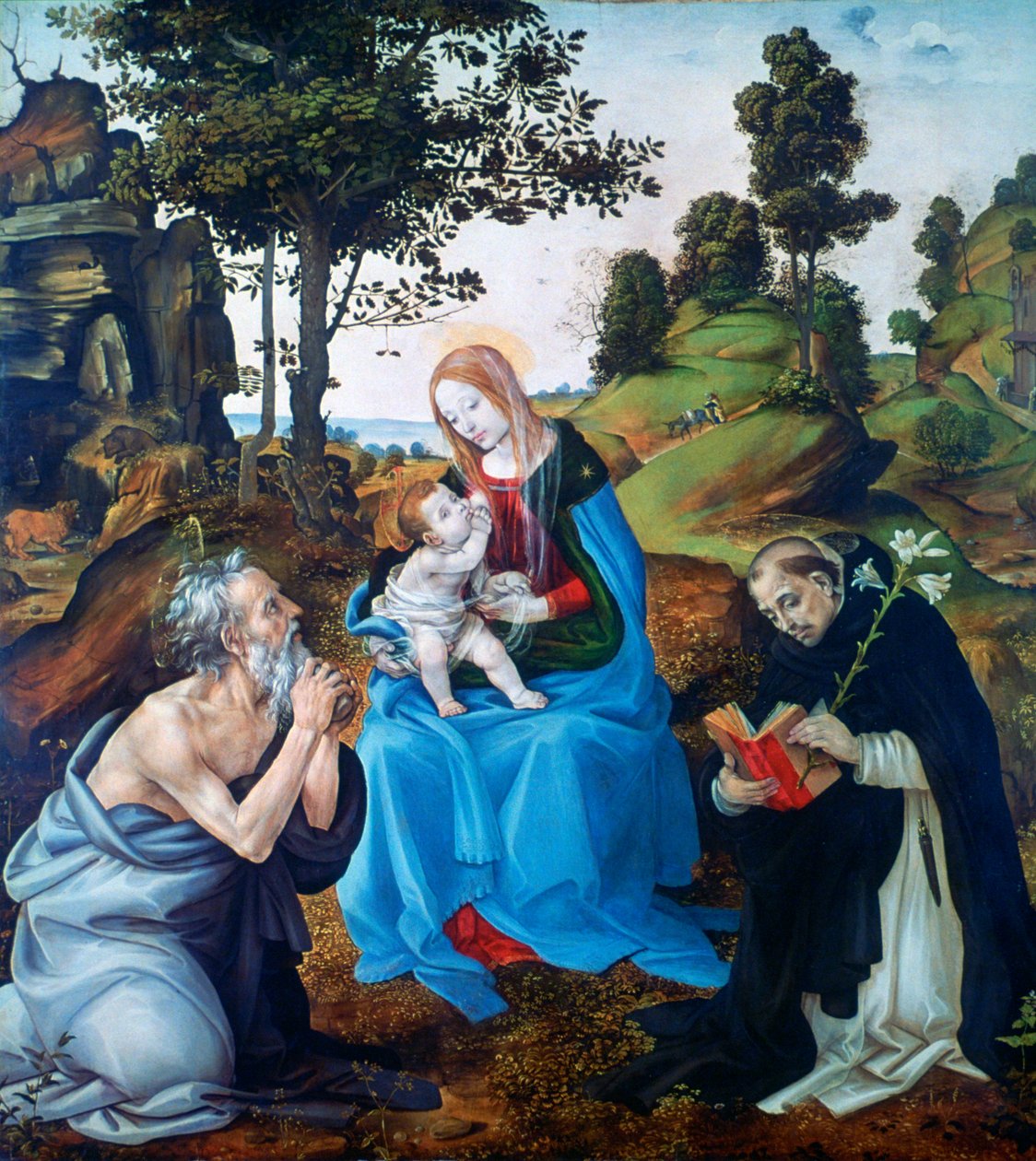 Aziz Jerome ve Dominic ile Bakire ve Çocuk, c1485 by Filippino Lippi