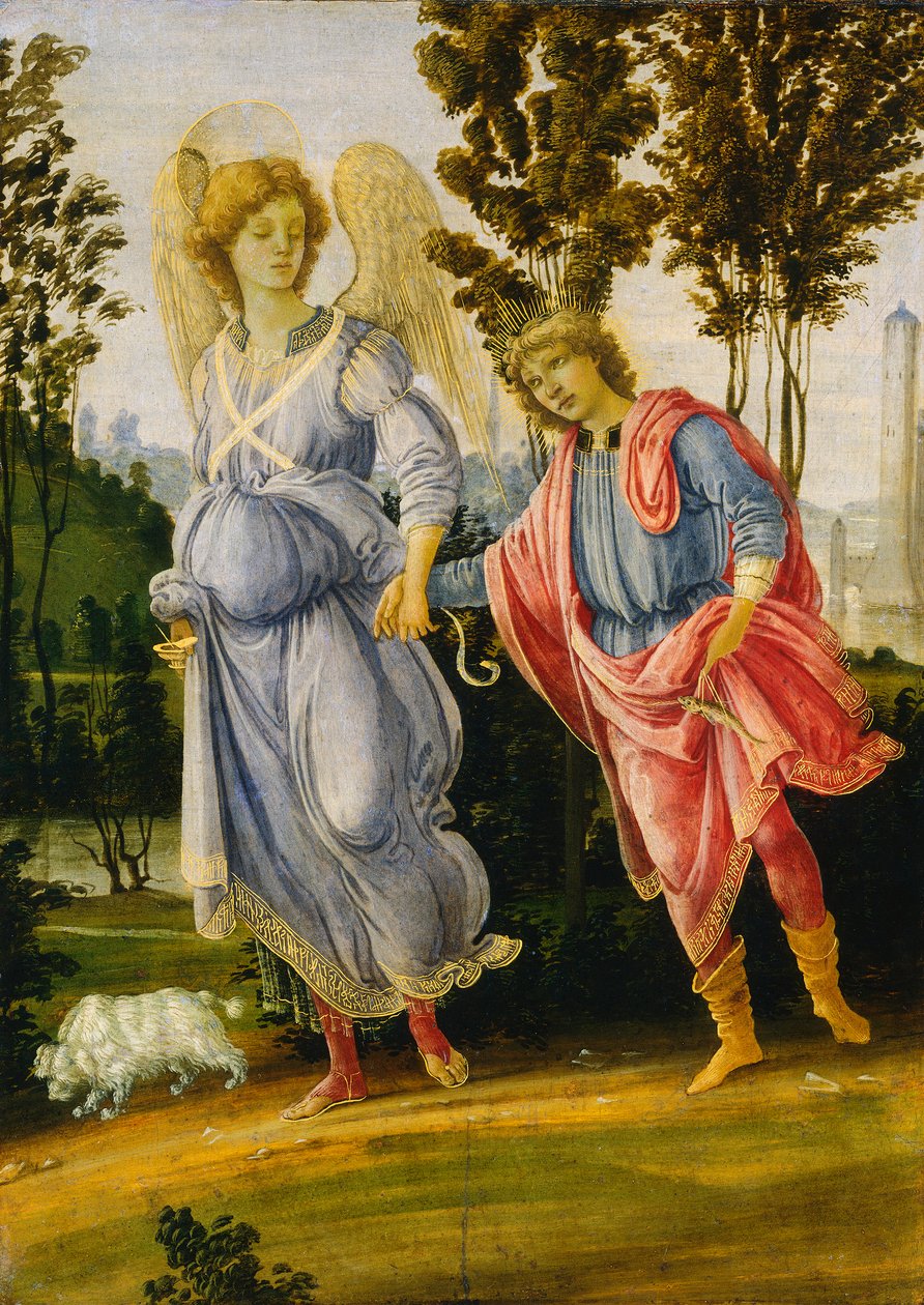 Tobias ve Melek, c.1475/1480 (panelde yağ ve tempera) by Filippino Lippi