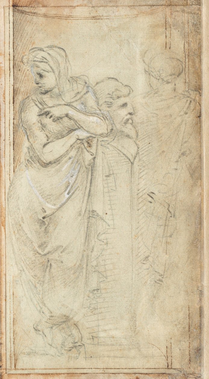 Bir Herm Her İki Yanında Duran Dökümlü İki Kadın by Filippino Lippi