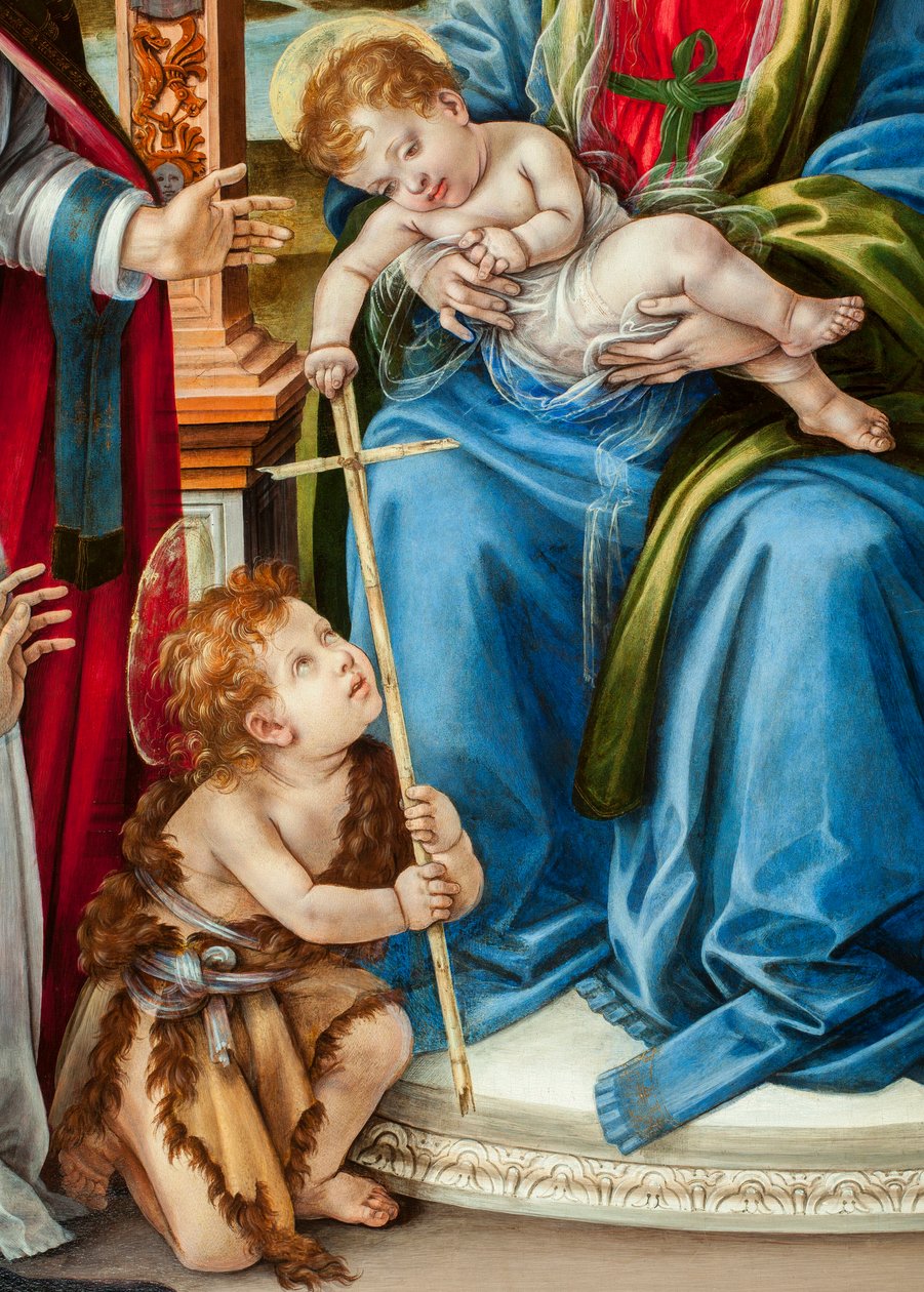 Bakire çocuk ve Aziz Vaftizci Yahya, Aziz Martin ve İskenderiyeli Aziz Catherine) Nerli Altarpiece detayı (panelde sıcaklık by Filippino Lippi