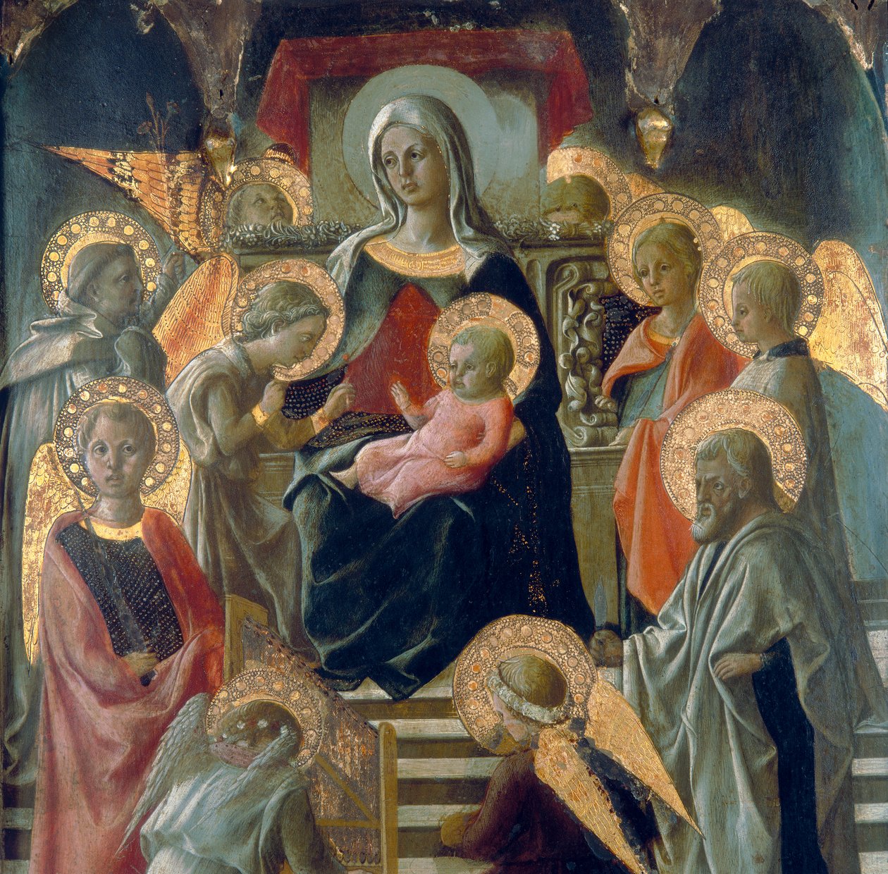 Azizler ile Madonna ve Çocuk. Detay by Fra Filippo Lippi
