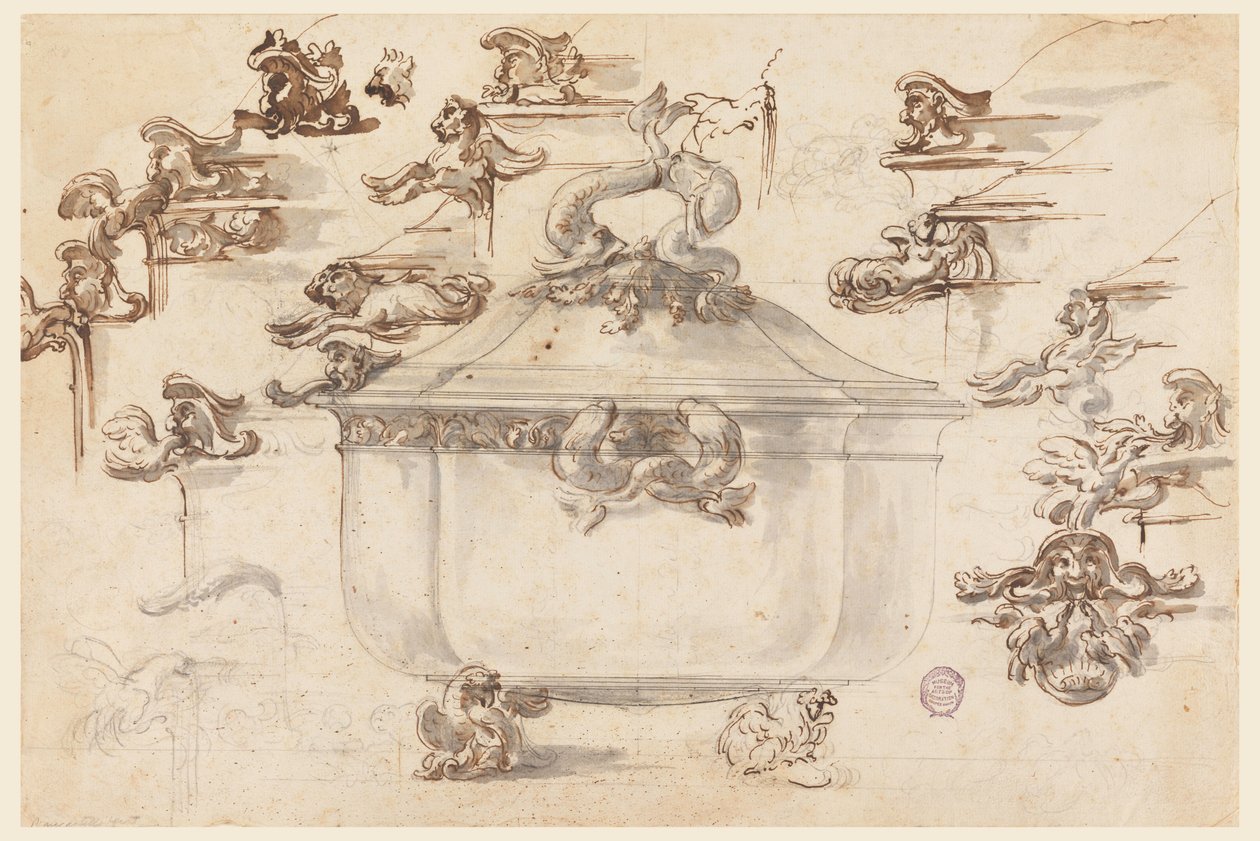 Silver Tureen için Çizim, Tasarımlar, 1769 by Filippo Marchionni