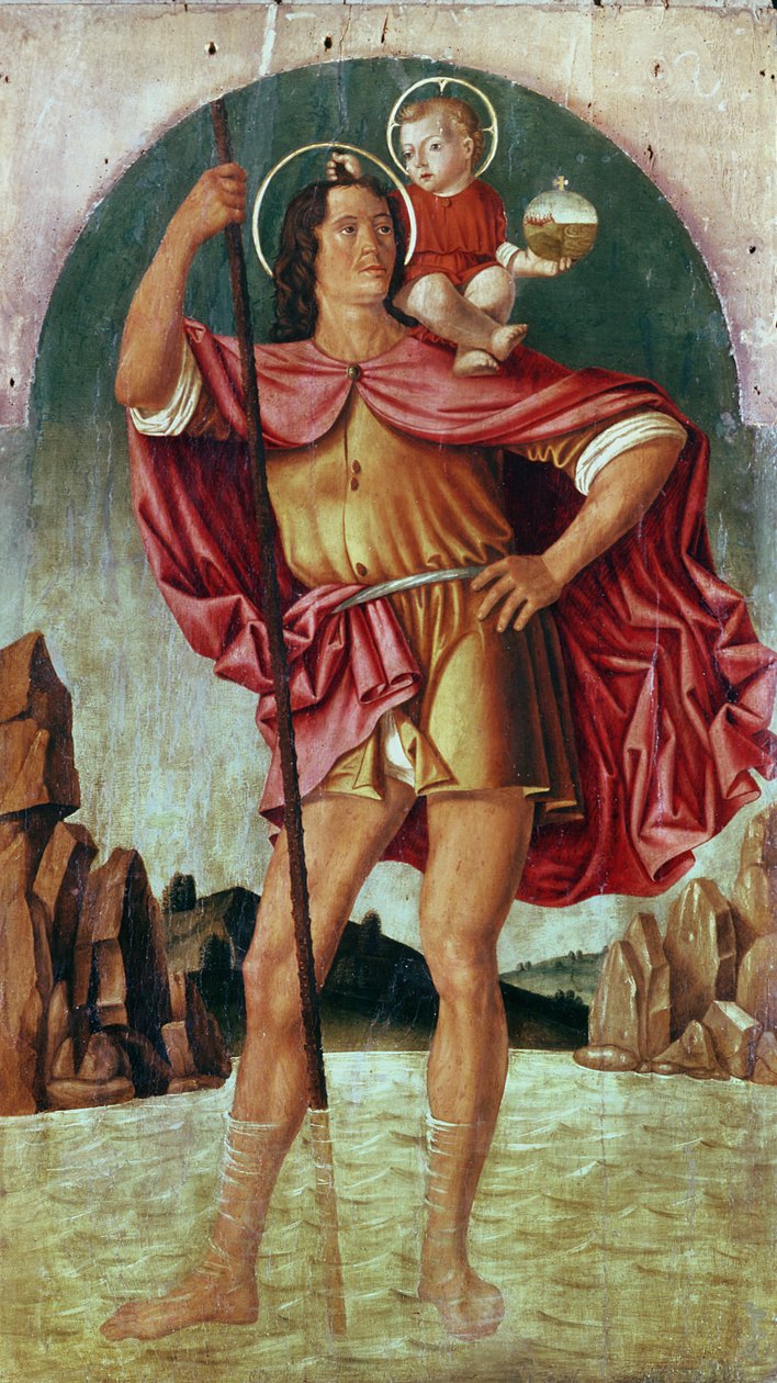St. Christopher (tempera on panel) by Filippo Mazzola or Mazzola dell
