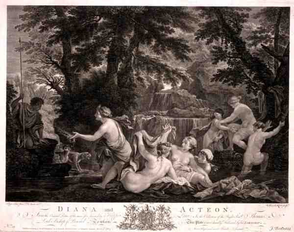 Diana ve Acteon, William Woollett (1735-85) tarafından oyulmuş, J. Boydell tarafından yayınlanmıştır. by Filippo (after) Lauri