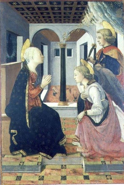 St. Julian ile Müjde (panel) by Filippo (workshop of) Lippi