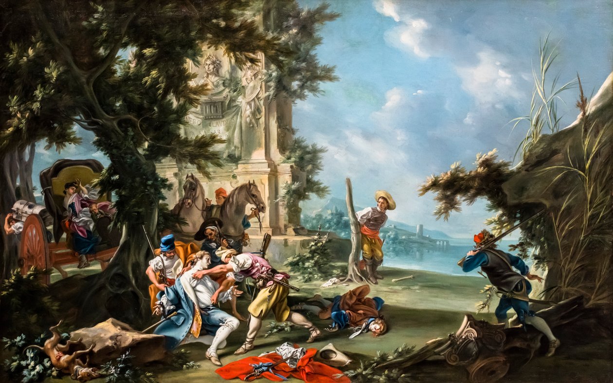 Soyguncuların saldırısı, 1735/40 civarı (Resim ) by Filippo Falciatore