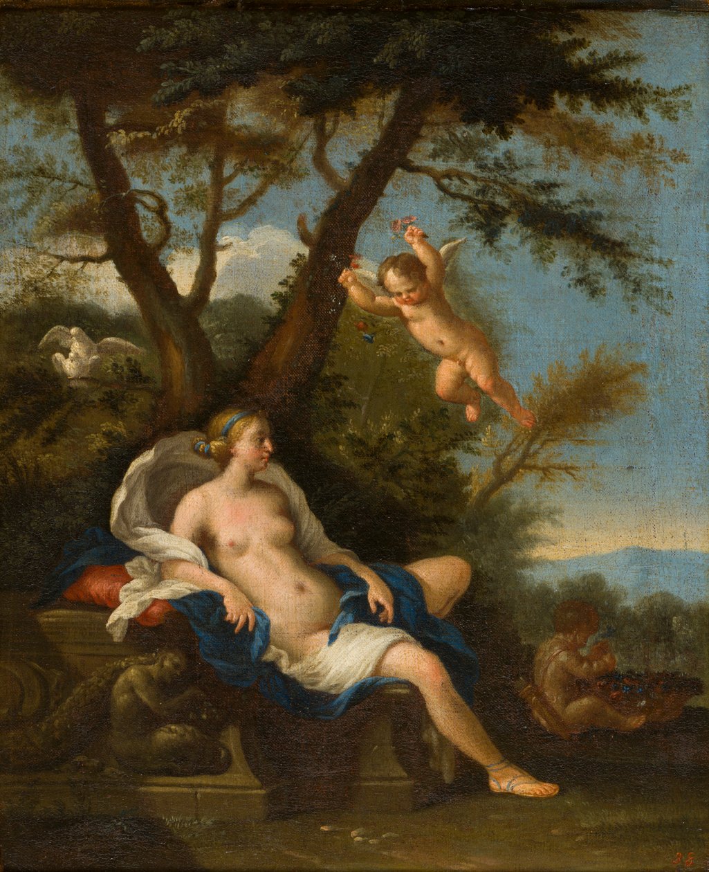 Venüs ve Aşk Tanrısı, c.1643-94 (tuval üzerine yağlı boya) by Filippo Lauri