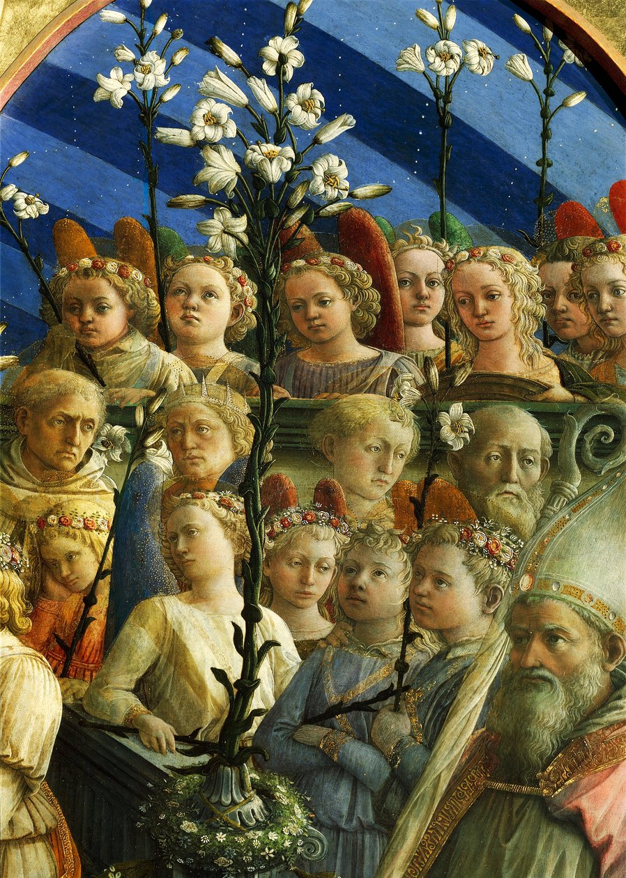 Incoronazione Maringhi veya Virgin'in Taç Giymesi, Filippo Lippi (yaklaşık 1406-1469), ahşap üzerine tempera, 200x287 cm, detay by Filippo Lippi