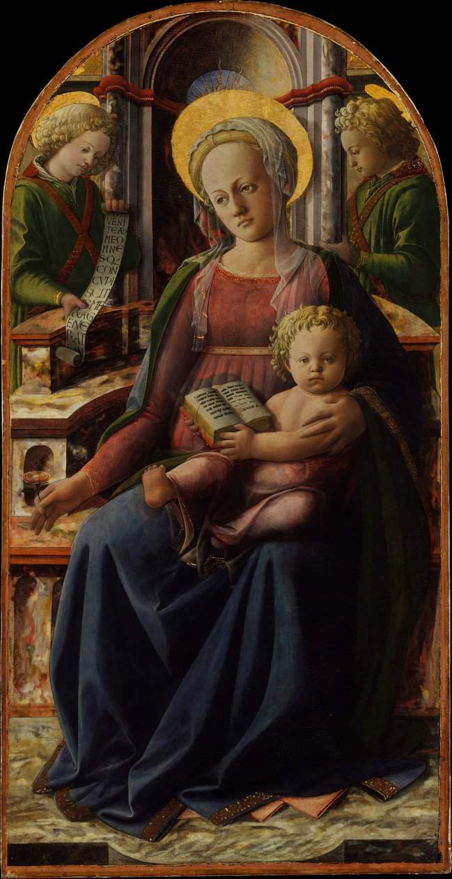 Madonna ve İki Melekle Enthroned Çocuk, yaklaşık. 1440. by Fra Filippo Lippi