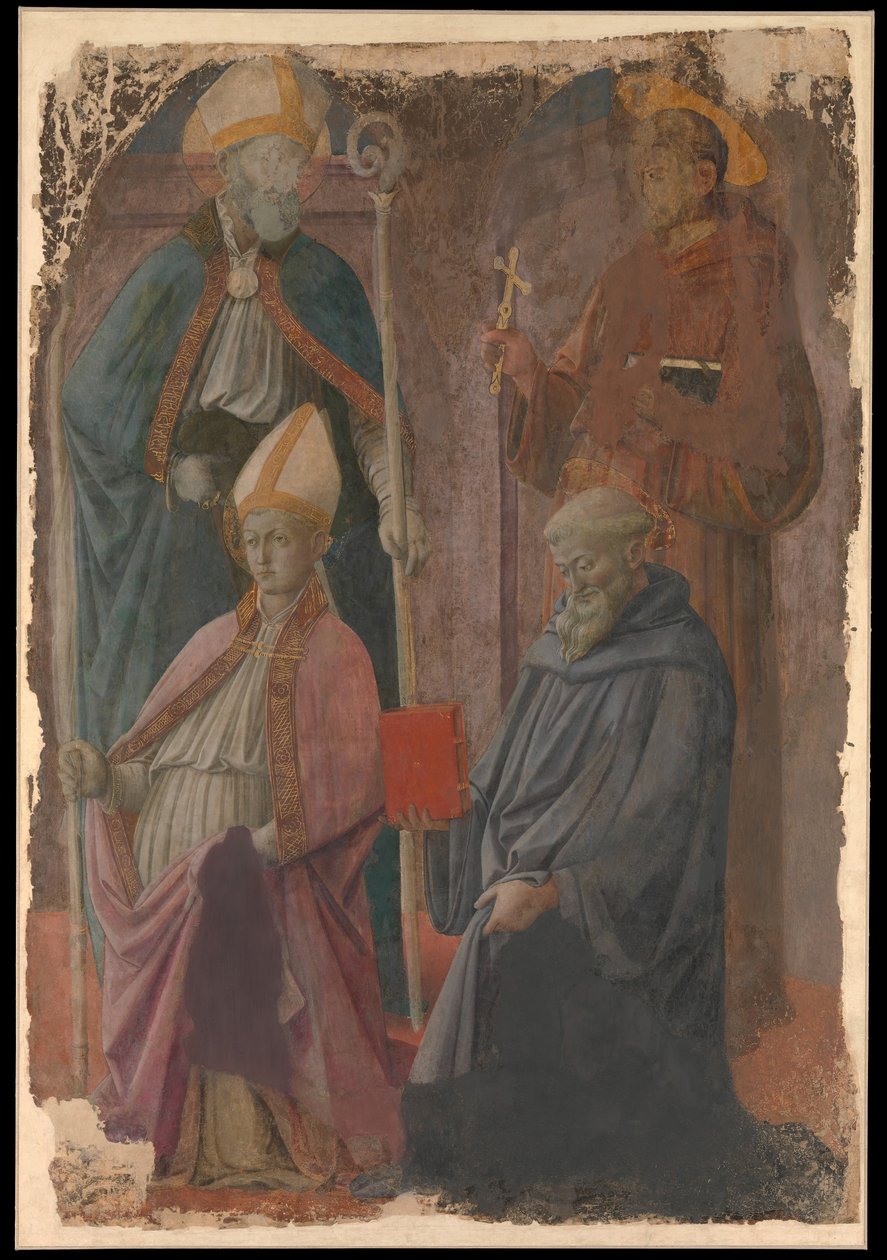 Aziz Augustine ve Francis, bir Piskopos Aziz ve Aziz Benedict. by Filippo Lippi
