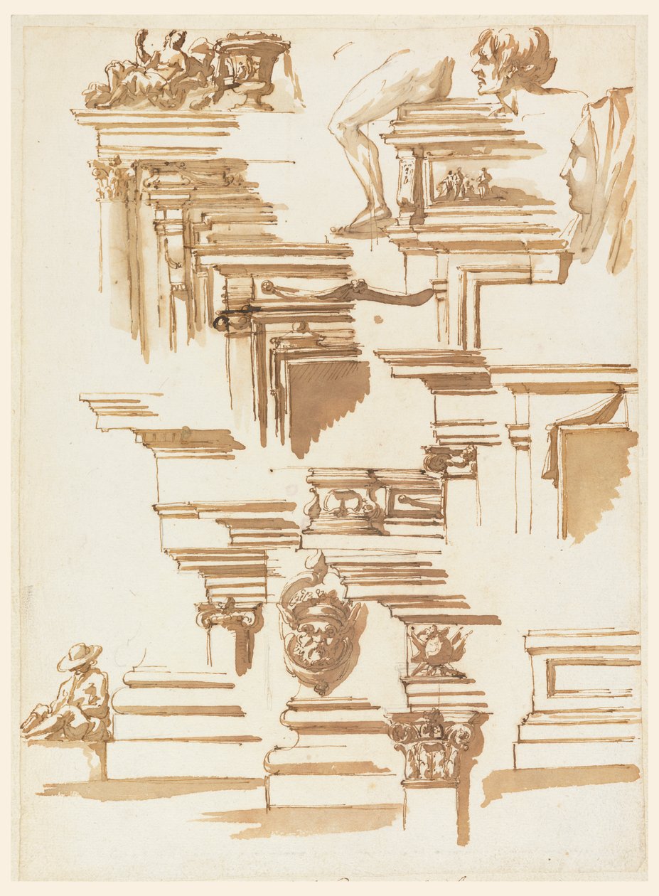 Mimari detaylar; insan figürleri by Filippo Marchionni