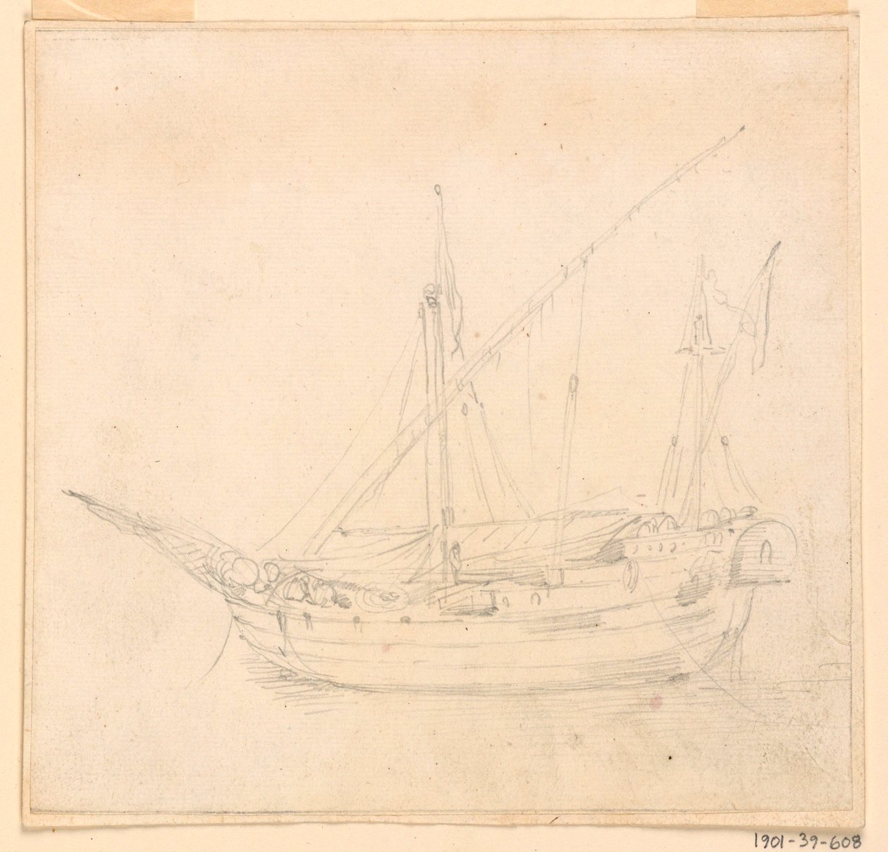 Çizim, Yelkenli Bir Gemi, yaklaşık 1780 by Filippo Marchionni