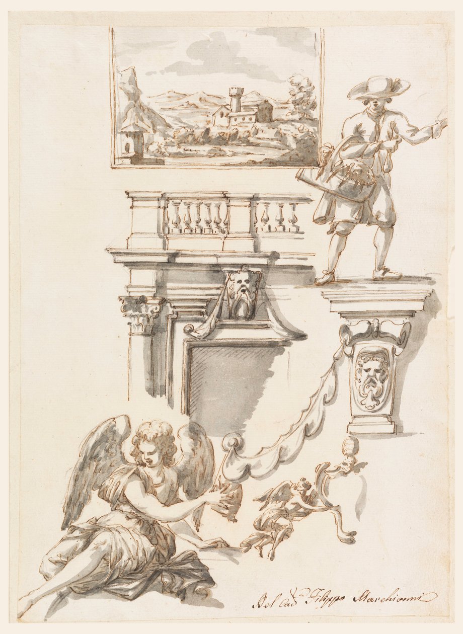 Çizim, Mimari ve Figür Çalışmaları, 1750-90 by Filippo Marchionni