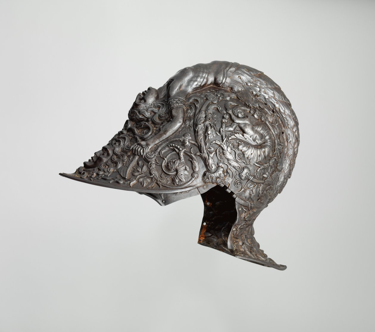 Burgonet, 1543 (çelik, altın, tekstil) by Filippo Negroli
