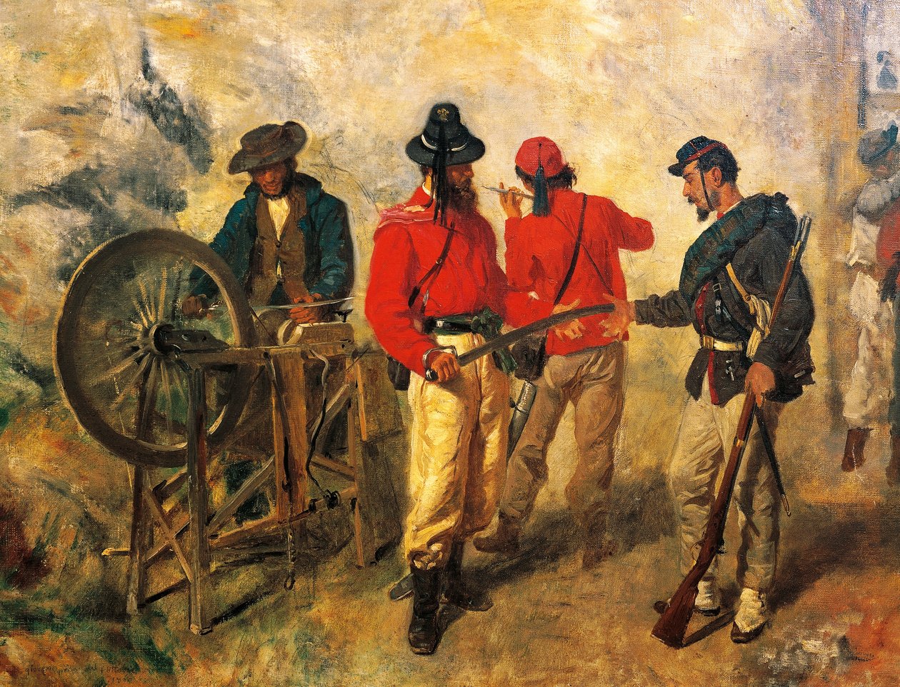 Garibaldini (Garibaldi gönüllüleri) savaştan bir gün önce, Filippo Palizzi (1818-1899), detay (tuval üzerine yağlı boya) by Filippo Palizzi