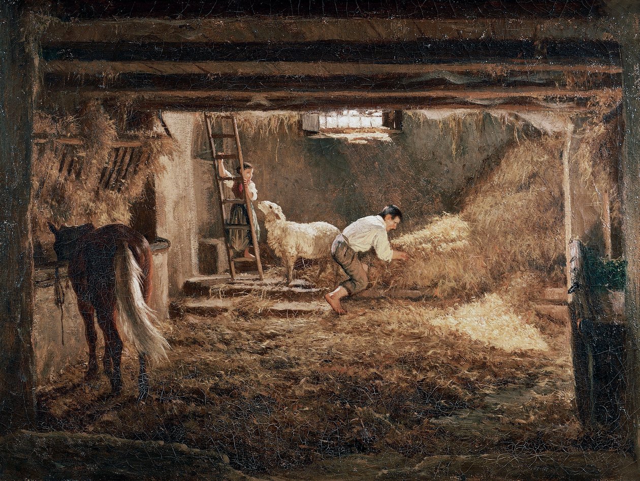 Bir ahırın iç görünümü "", Filippo Palizzi (1818-1899) tarafından yapılan resim by Filippo Palizzi