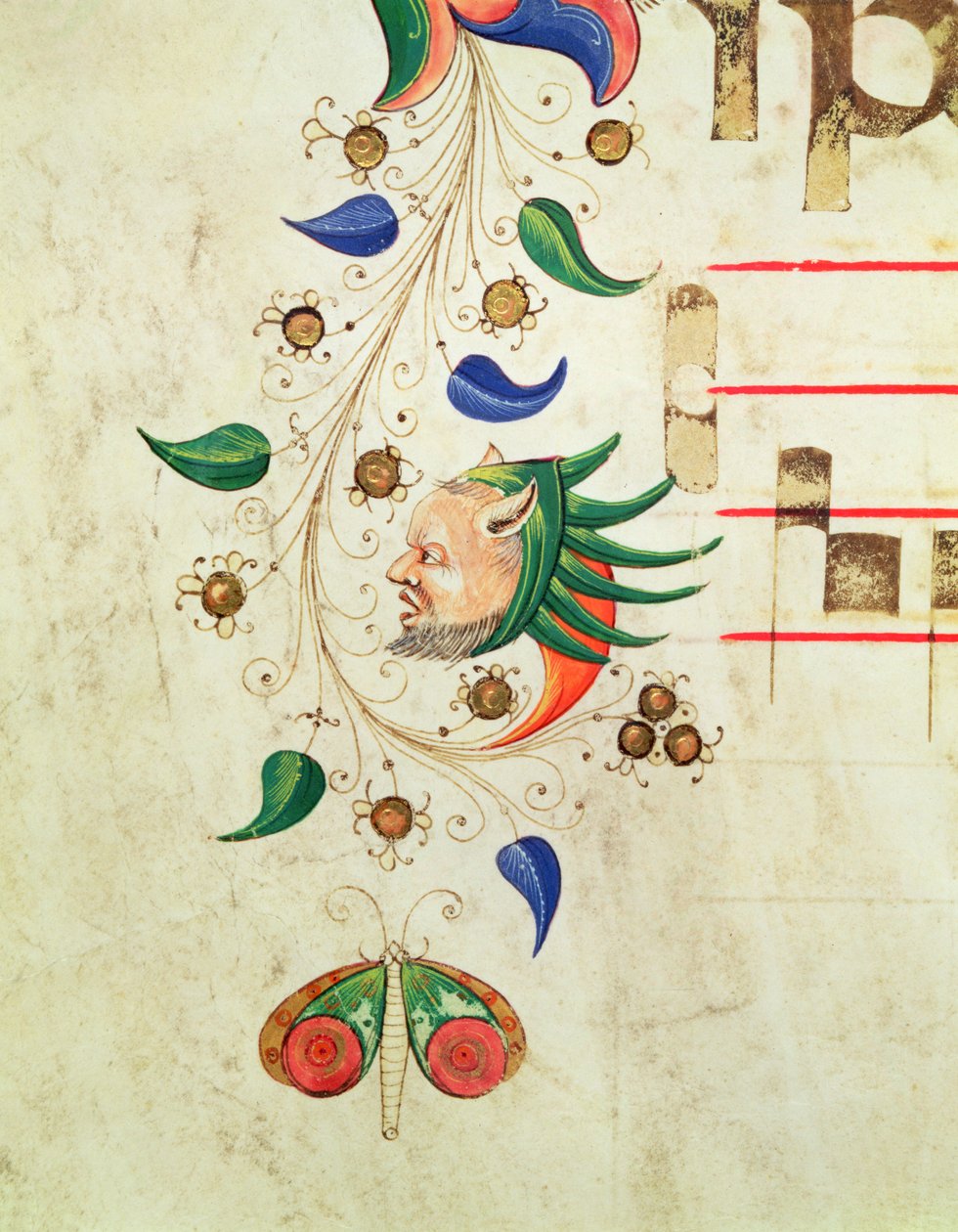 Missal 515 f.72v Zoomorfik yaprak kenarlığı, 1449 parşömen öncesinde yürütülen bir Koro Kitabından detay by Filippo di Matteo Torelli