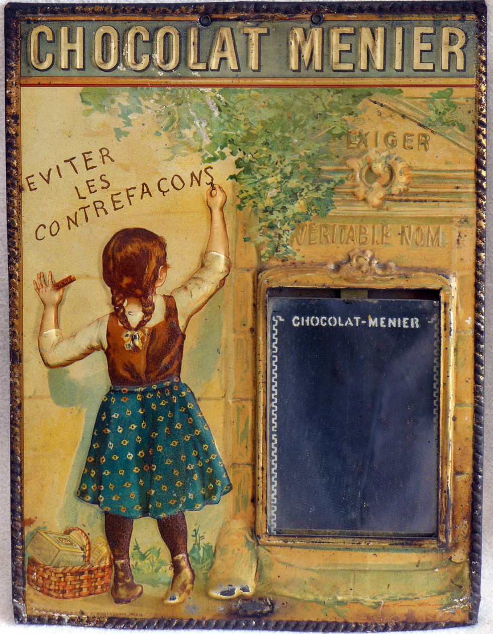 çikolata Menier reklam plaketi, c.1900 (emaye) by Firmin (after) Bouisset