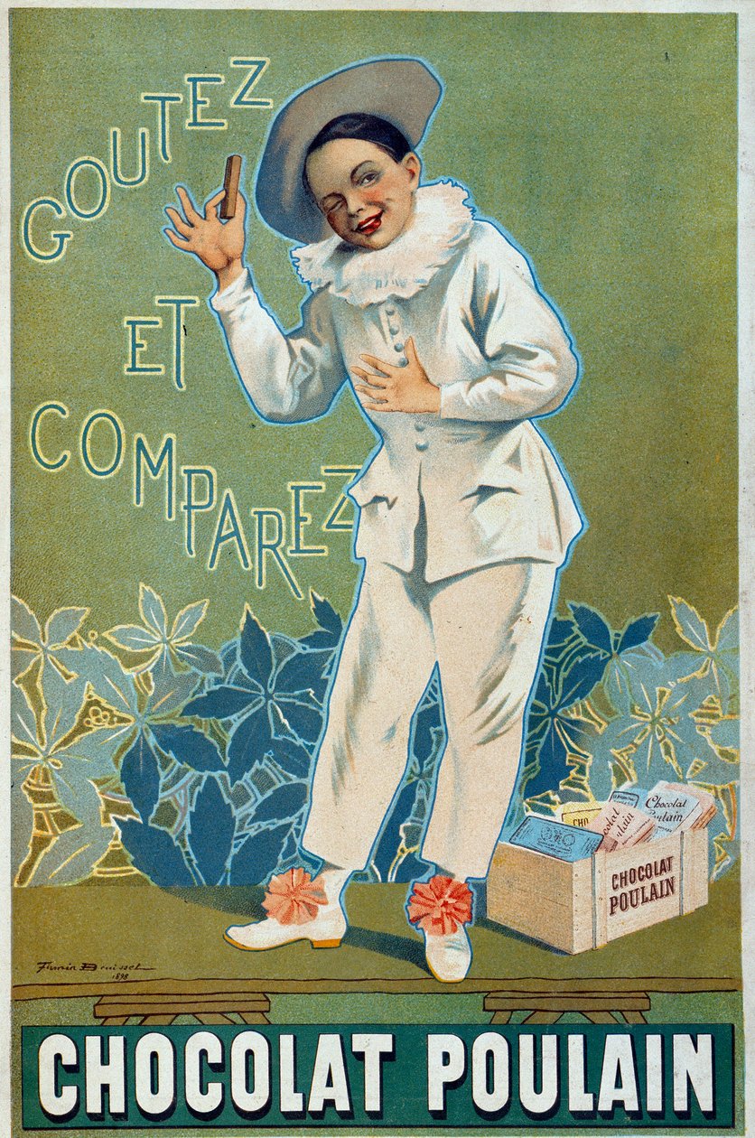 Firmin Etienne Bruisset (1859-1925) tarafından Chocolat Poulain “” Goutez et compararez ”” için afiş reklamı by Firmin Bouisset