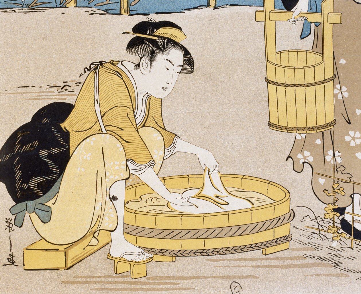 Nehirde yıkanan kadınlar, Firmin Gillot (1819-1872), Le Japon Artistique (Japon Sanatı), Siegfried Bing (1838-1905) tarafından toplanan sanat ve endüstri belgeleri, aylık yayın Temmuz 1889, Fransa by Firmin Gillot
