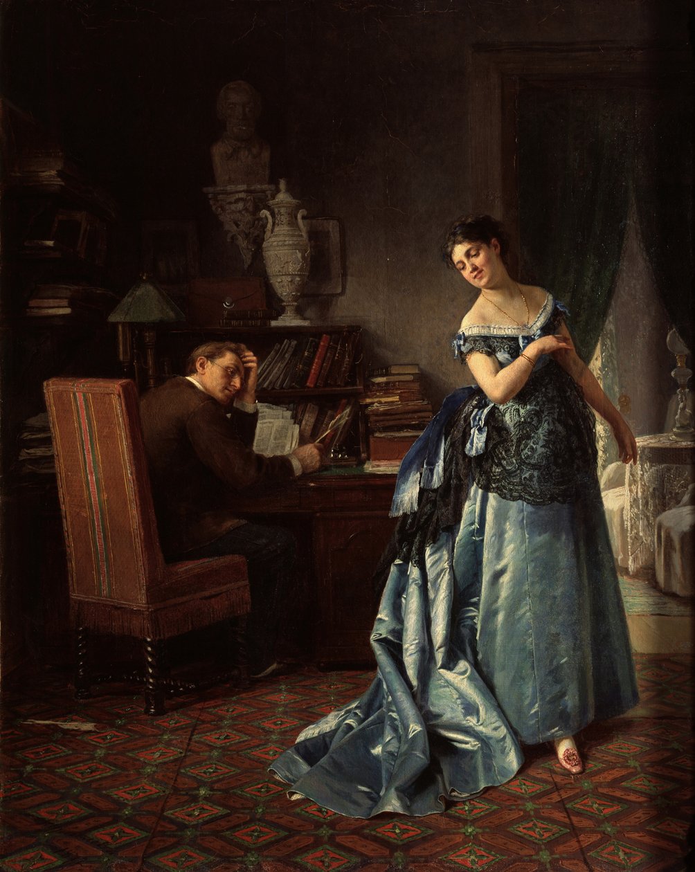 Bir moda kadını. Baloya Hazırlık, 1872 by Firs Sergeevich Zhuravlev