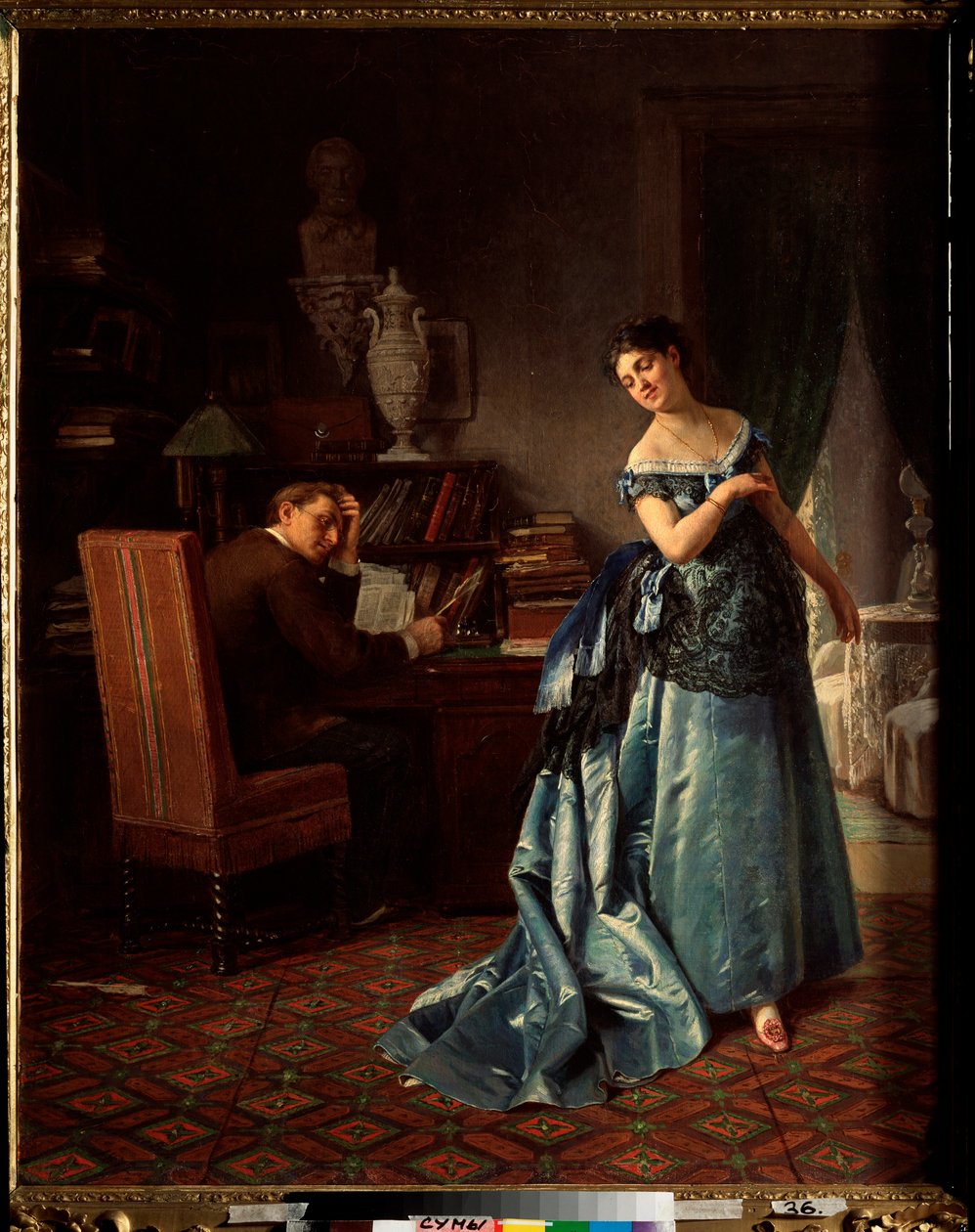 Bir Moda Hanımı, Bir Baloya Hazırlık - Firs Sergeevich Zhuraviev (1836-1901), tuval üzerine yağlı boya by Firs Sergeevich Zhuravlev