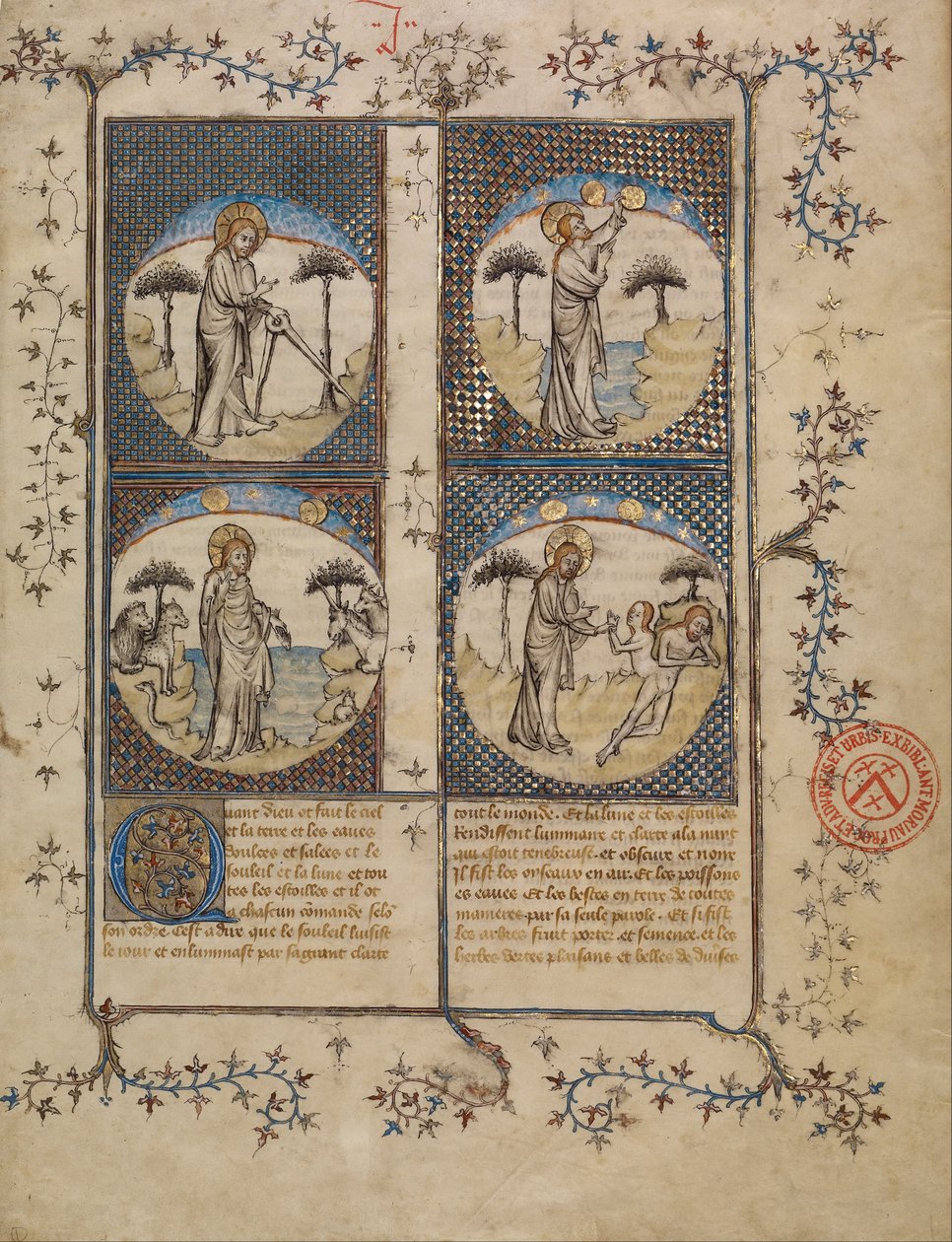 Yaratılıştan Sahneler by First Master of the Bible historiale of Jean de Berry