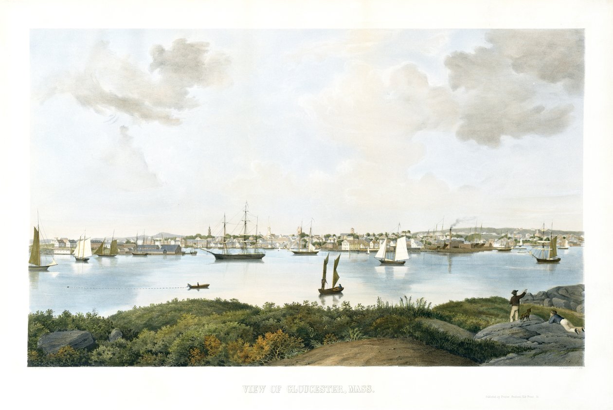 Gloucester Görünümü, Mass., c. 1856 (krolitograf) by Fitz Henry (attr.to) Lane