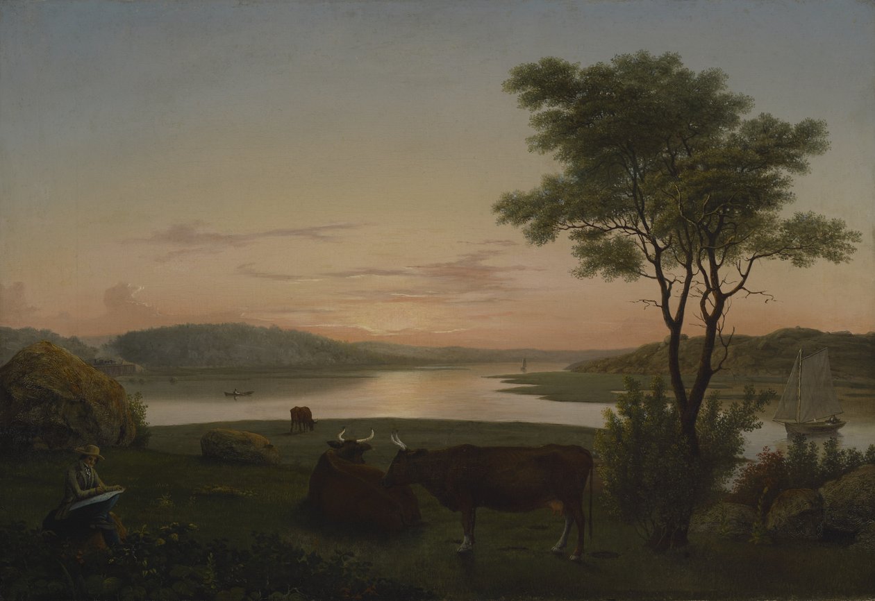 Otoportreli New England Girişi, 1848 by Fitz Henry Lane