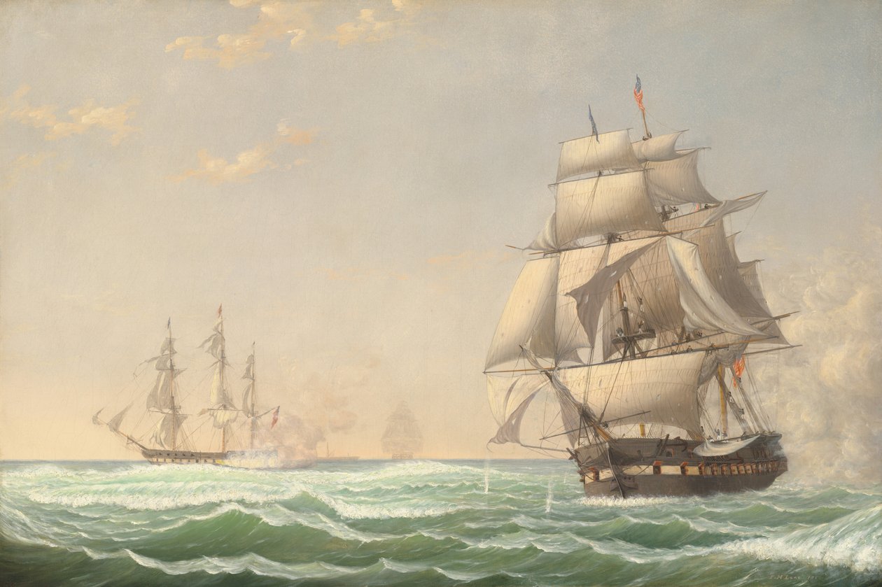 Birleşik Devletler Fırkateyni "Başkan" İngiliz Filosuna Giriyor, 1815 by Fitz Henry Lane