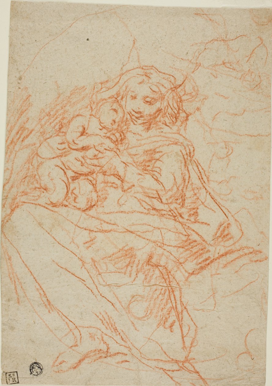 Bakire ve Çocuk (rekto); Altarpiece Eskiz kısmı (verso) by Flaminio Torre