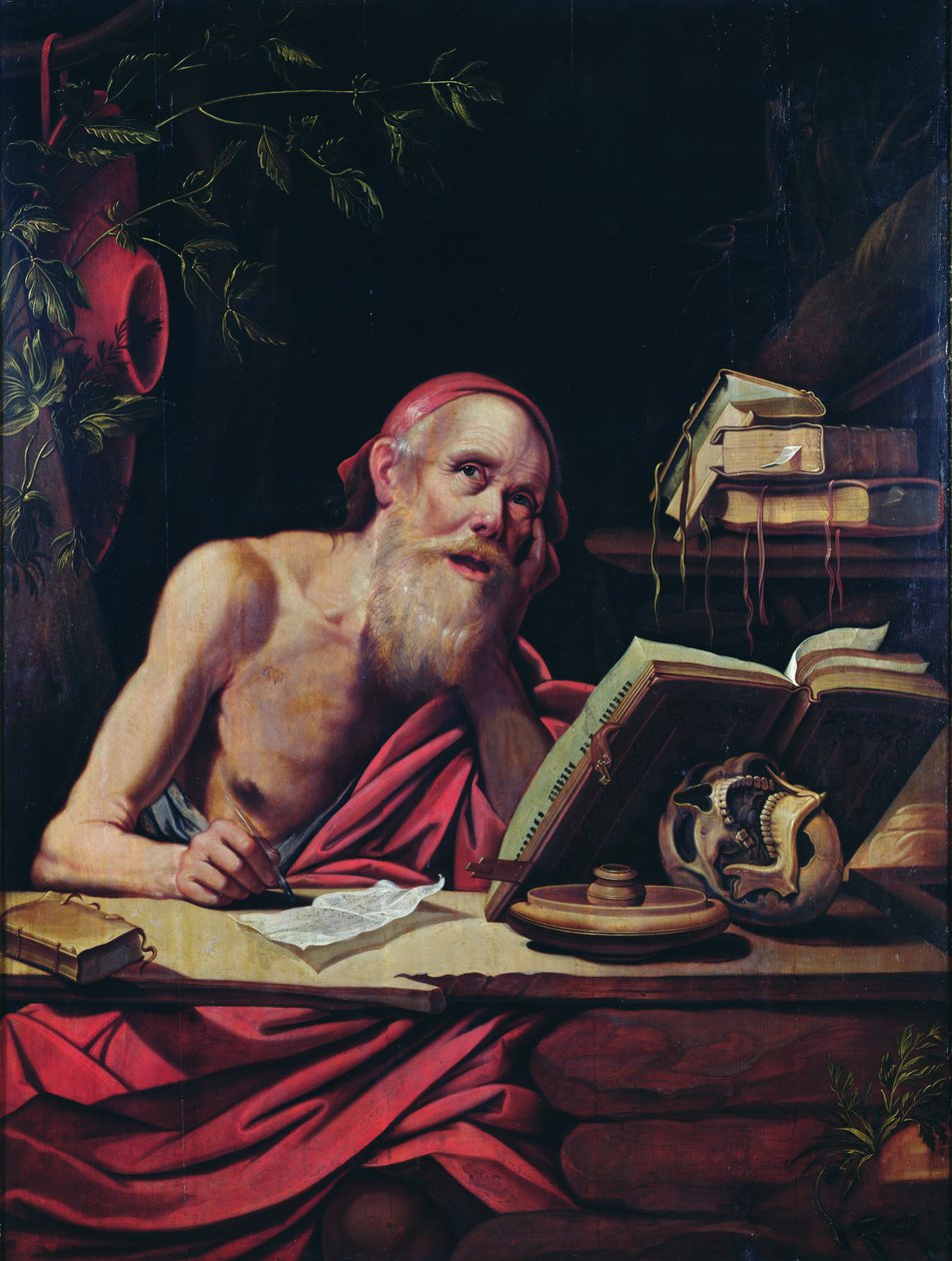 Aziz Jerome (ahşap üzerine yağ) by Flemish School