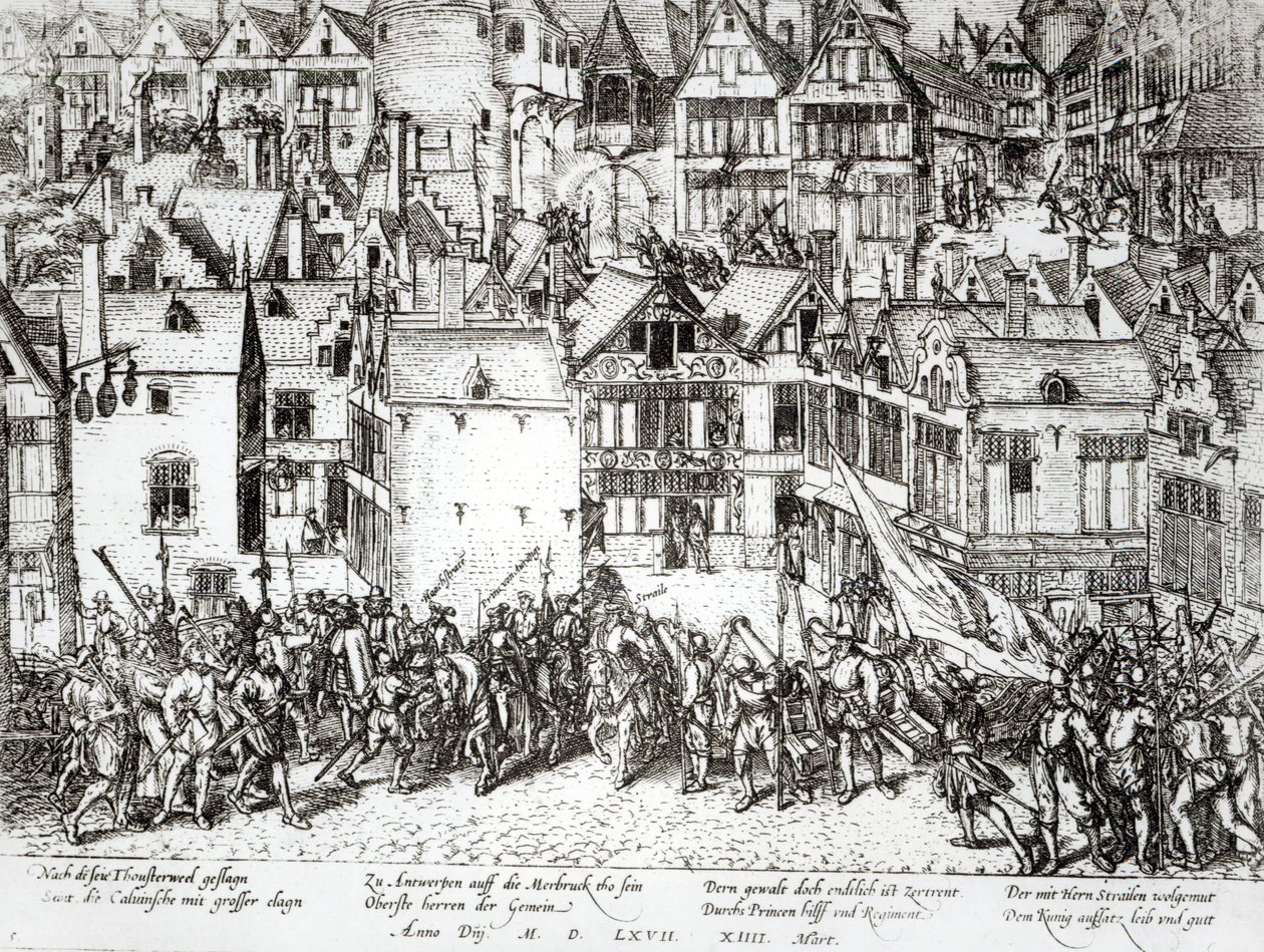 Orange Prensi (1533-84), Kalvinistleri sakinleştiriyor, 14 Mart 1567 by Flemish School