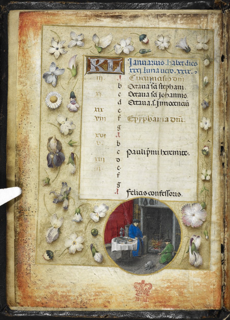 MS 38126 f.1v Ocak ayı için, bir 