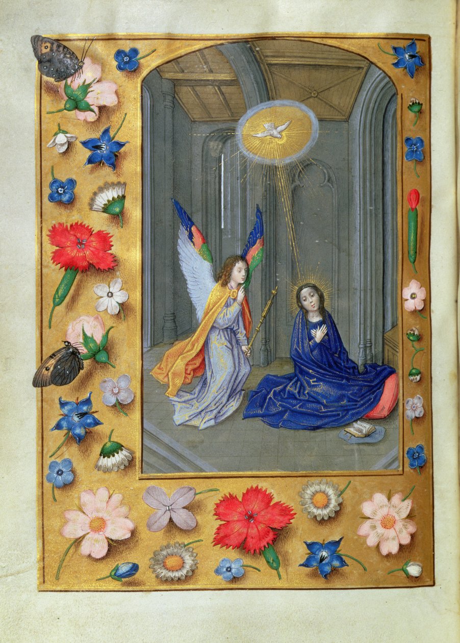 Ek 54782, f.73v: Duyuru, Hastings Hours