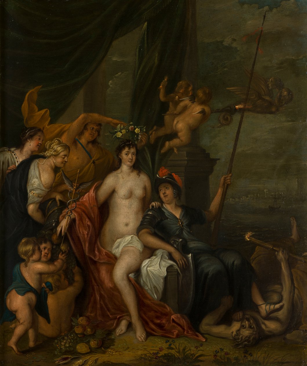 Alegorik Barış Tablosu, c.1630-1700 (bakır üzerine yağlı boya) by Flemish School