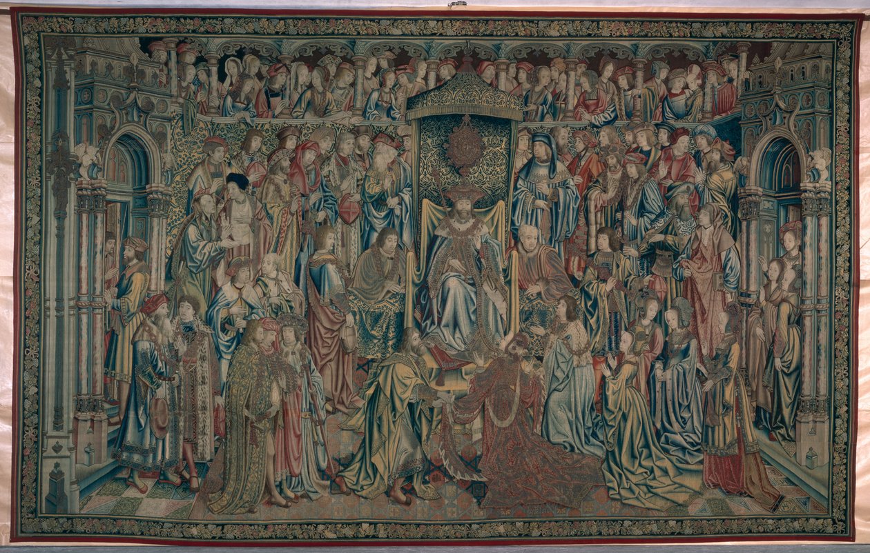 Bathsheba Mahkemede Karşılandı, David ve Bathsheba Goblen, c.1510-15 by Flemish School