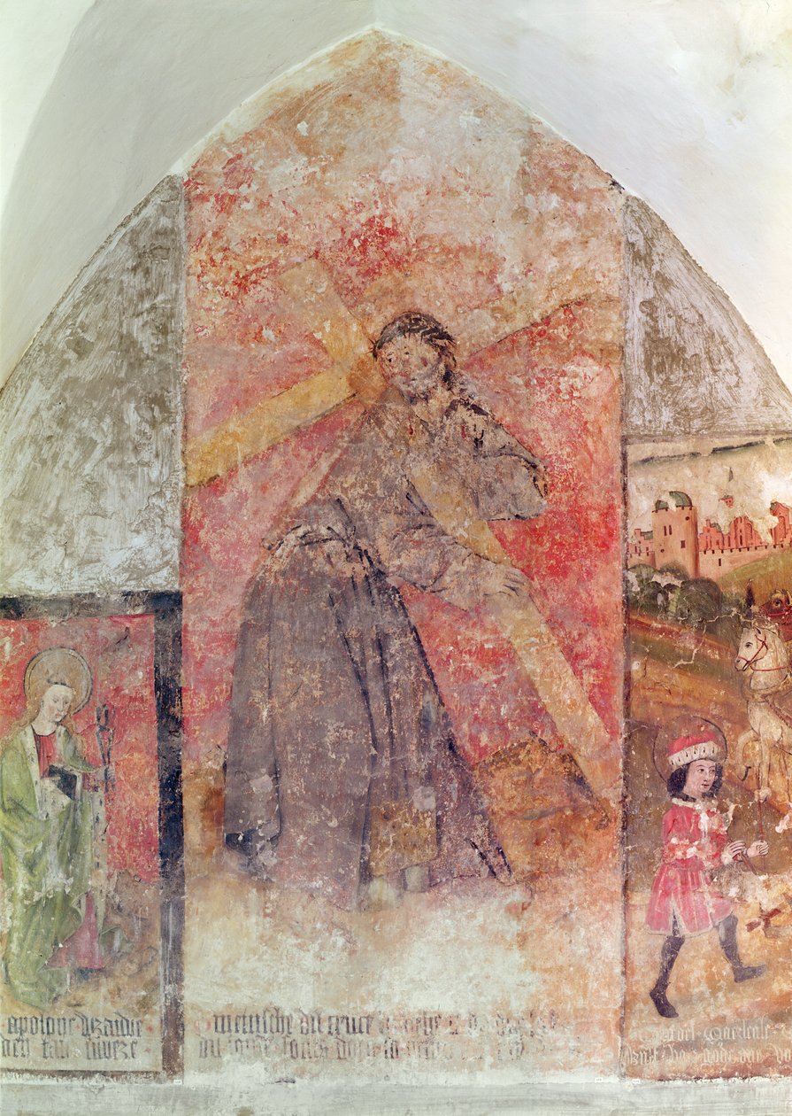 Haçı taşıyan İsa, mahzende duvar resmi, c.1480-1540 by Flemish School