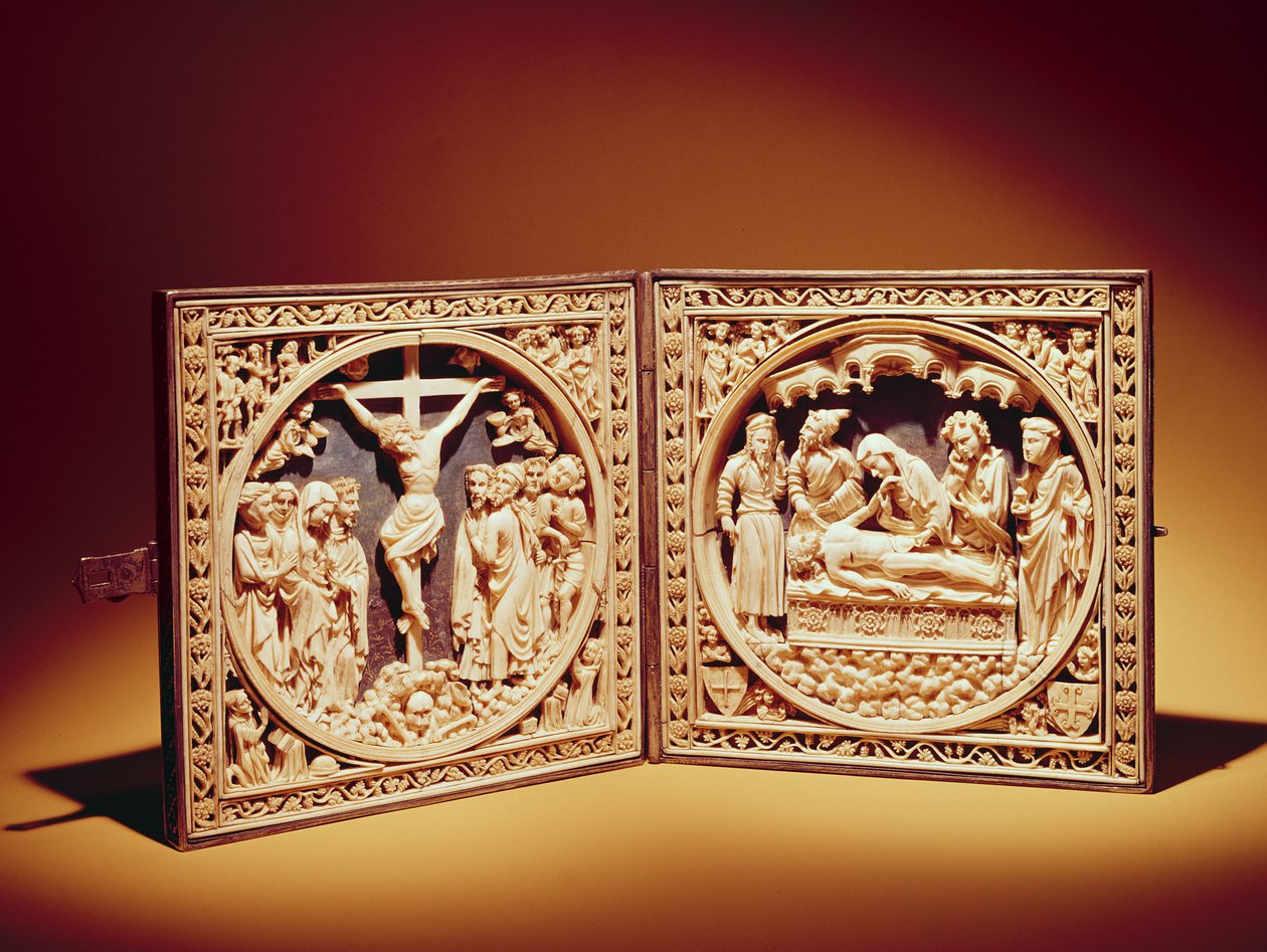 Çarmıha Germe ve Gömme, c.1400 by Flemish School